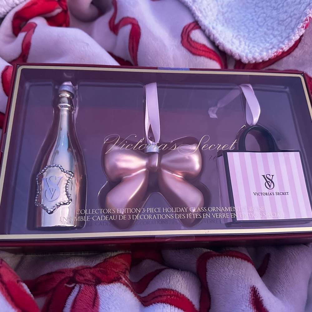 Victoria's Secret Silver and Pink Ornament Set